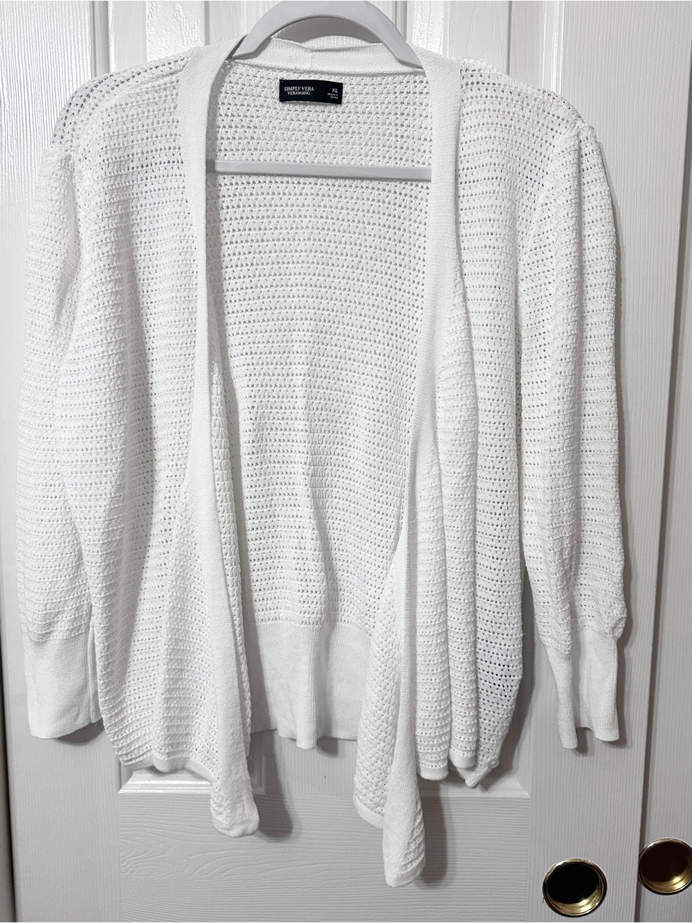Vera Wang White Open Weave Cardigan
